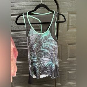 Black and teal workout racerback tank top